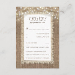 Rustic Burlap Lace Wedding RSVP