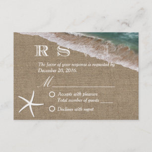 Rustic Burlap Starfish Beach Wedding RSVP