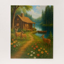 Rustic Cabin Cozy Woodland Scene Puzzle