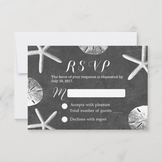 Rustic Chalkboard Beach Wedding RSVP (Anverso)