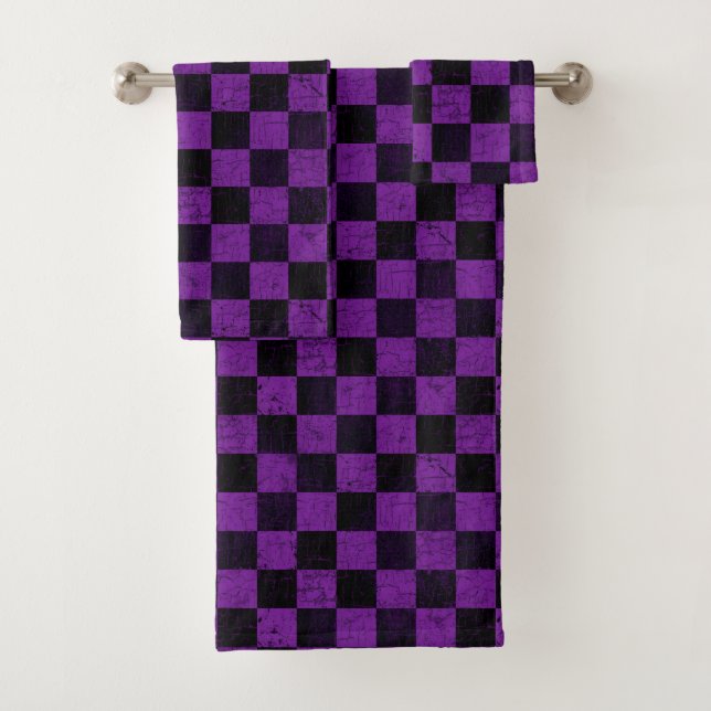 Rustic Checks, Purple and Black (In situ)