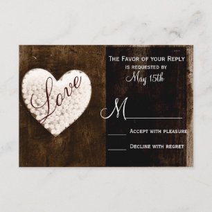 Rustic Country Barn Wood Love Heart Wedding RSVP