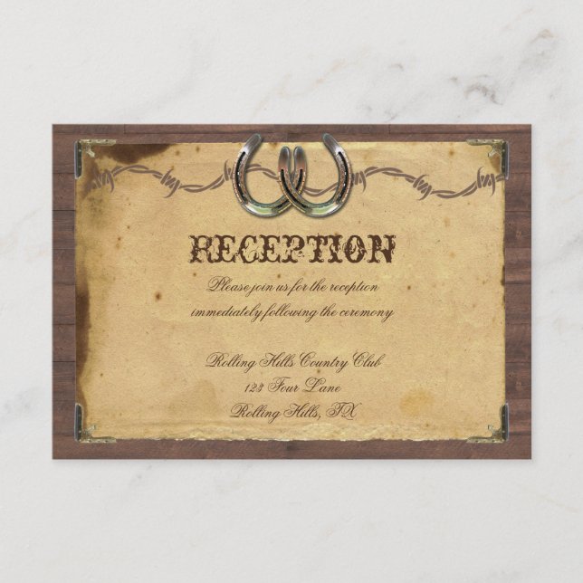 Rustic Country Horseshoes Wedding Recepción (Anverso)