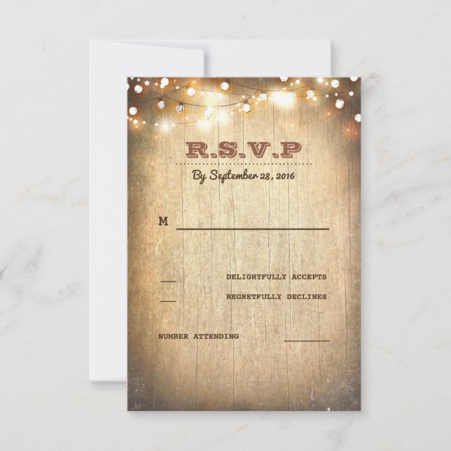 Rustic Country String ilumina las tarjetas RSVP de (Anverso)