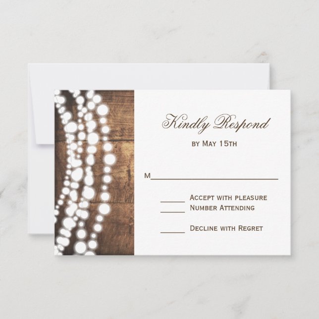 Rustic Country String ilumina las tarjetas RSVP de (Anverso)
