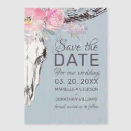Rustic Cow Skull Boho Rubor Floral B Save the Date