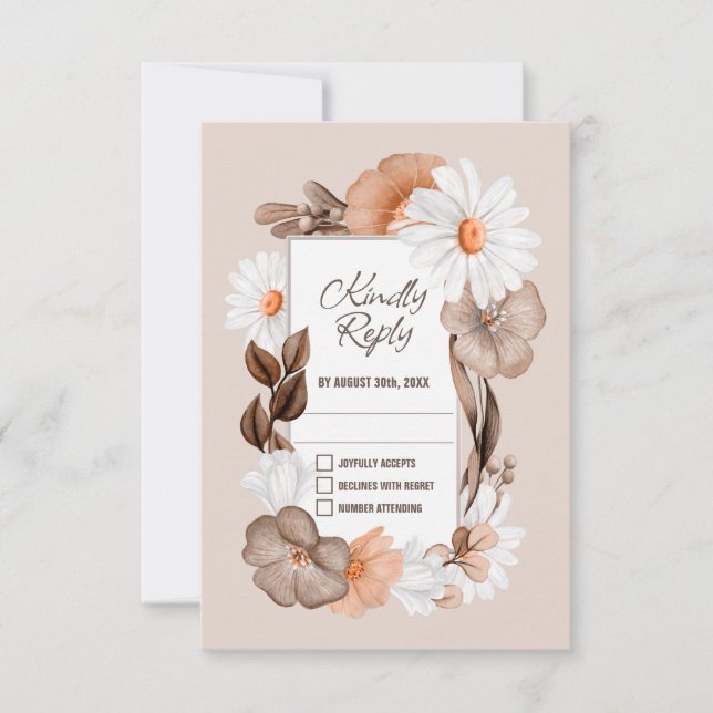 Rustic Daisy Wedding RSVP (Anverso)