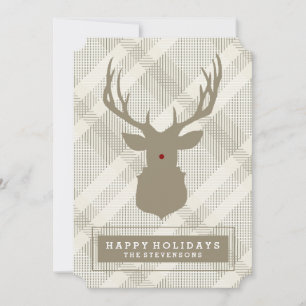 RUSTIC DEER   TARJETA DE FESTIVIDAD DE PLAID