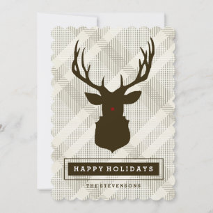 RUSTIC DEER   TARJETA DE FESTIVIDAD DE PLAID