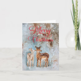 Rustic Deer Watercolor Feliz Navidad