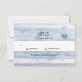 Rustic Dusty Blue Wood Wedding RSVP