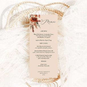 Rustic Earth & Champagne Florals - Menú Beige