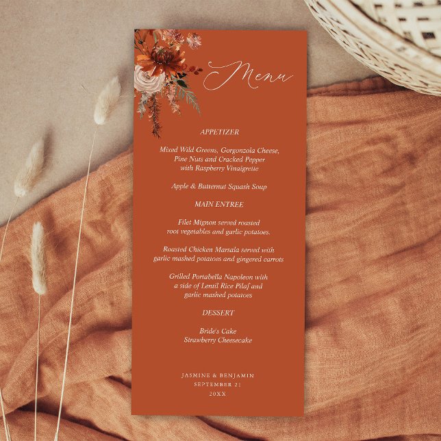 Rustic Earth & Champagne Florals - Menú Terracota (Subido por el creador)