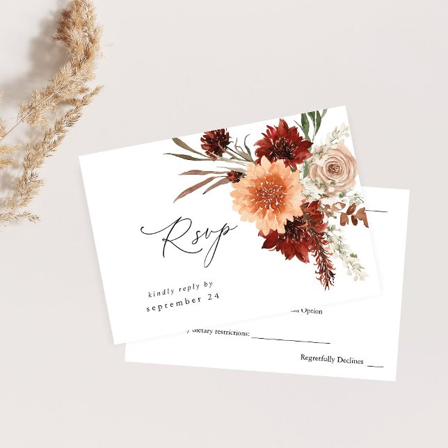 Rustic Earth y Champagne Florals w Meal RSVP (Subido por el creador)