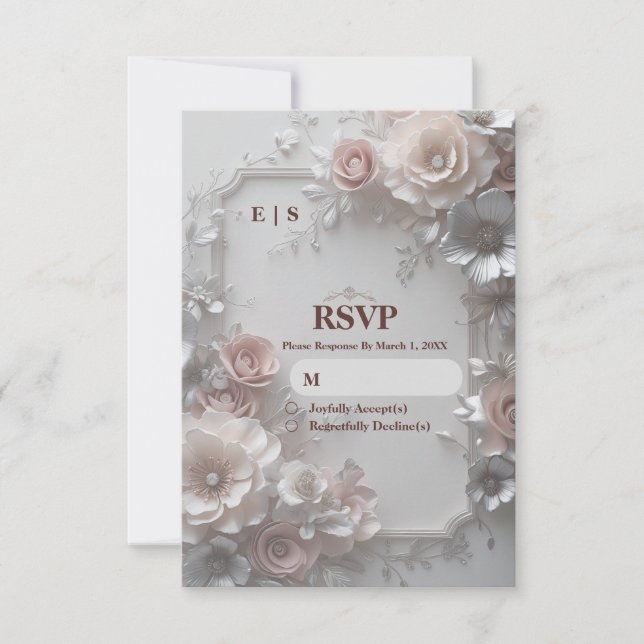 Rustic Elegant Floral Wedding RSVP Card (Anverso)