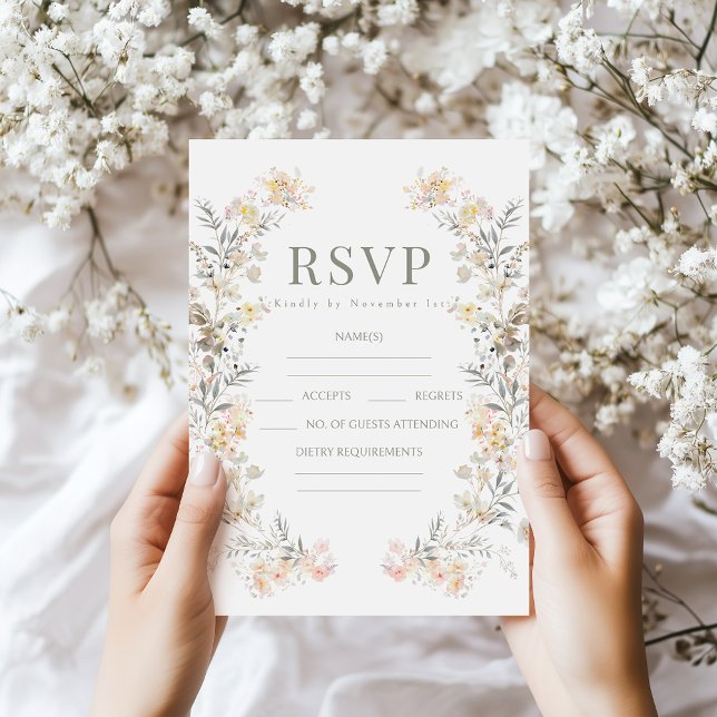 Rustic Fall Meadow Wildflower Wedding RSVP cards (Subido por el creador)