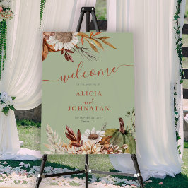 Rustic fall rust green boho wedding welcome sign