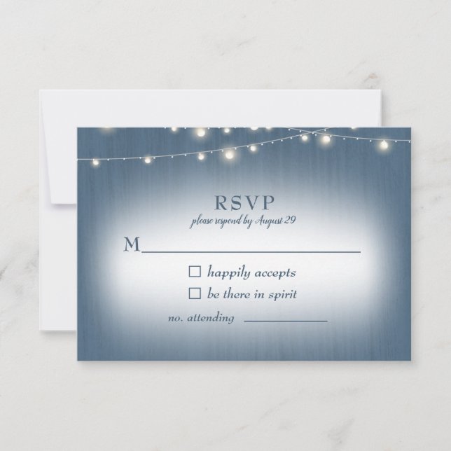 Rustic Farmhouse Blue Lights Wedding RSVP (Anverso)