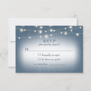 Rustic Farmhouse Dusty Blue Lights Wedding RSVP