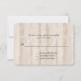 Rustic Faux Cream White Wood Wedding RSVP