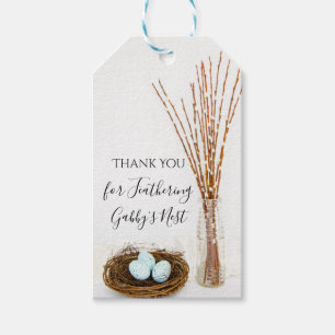 Rustic Feather Her Nest Eggs Etiqueta de Baby Show