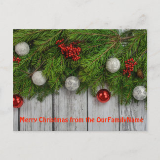 Rustic Fence Garland Navidad Personalizar postal