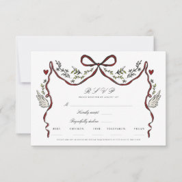 Rustic Floral Bow Wings RSVP Card