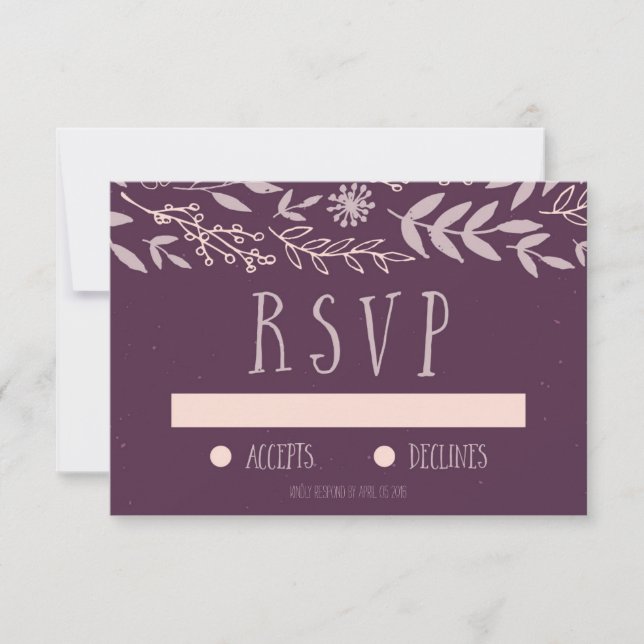 Rustic Floral Purple Wedding RSVP (Anverso)