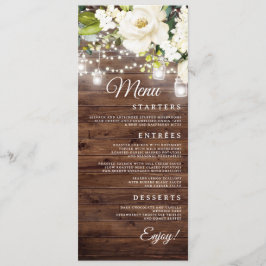 Rustic Floral String Lights Boda Cena Menú