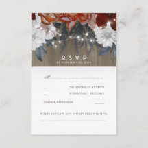 Rustic Floral String Lights Boda Tarjetas RSVP
