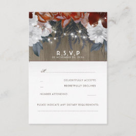 Rustic Floral String Lights Boda Tarjetas RSVP