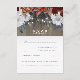 Rustic Floral String Lights Boda Tarjetas RSVP
