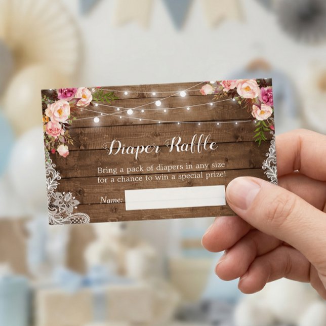 Rustic Floral String Lights Lace Diaper Raffle (Subido por el creador)