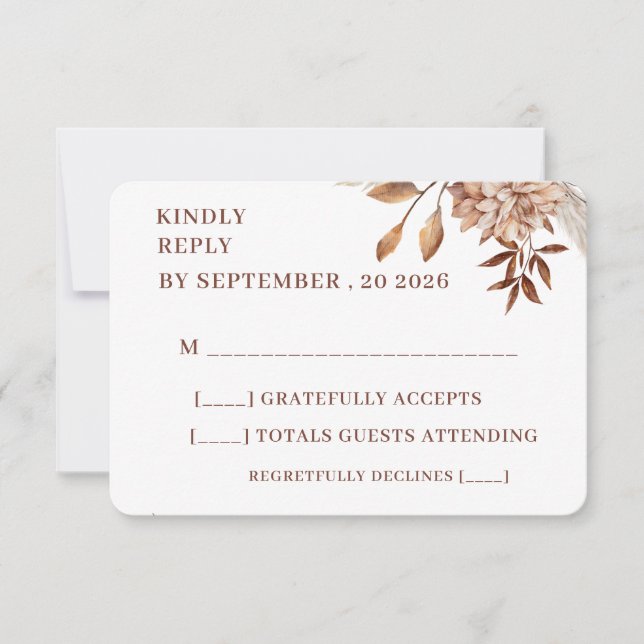 Rustic Floral Wedding RSVP Card – Earthy Elegance (Anverso)