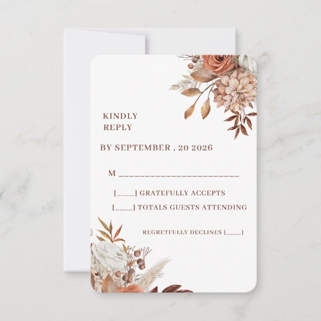 Rustic Floral Wedding RSVP Card – Earthy Elegance (Anverso)