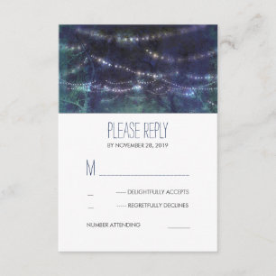Rustic Forest String Lights Wedding RSVP Cards