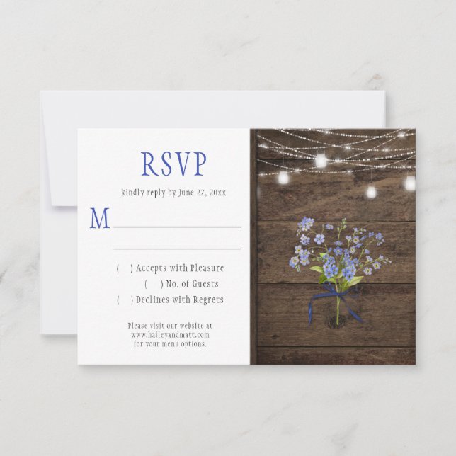 Rustic Forget-Me-Nots Mason Jar String Lights RSVP (Anverso)