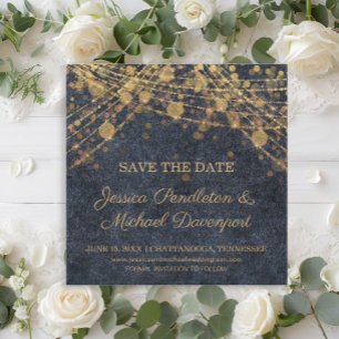 Rustic Glam Gold String Luces Save Date