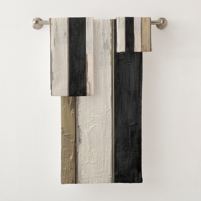 Rustic Gold Black Cream Farmhouse Barnwood Stripe (In situ)