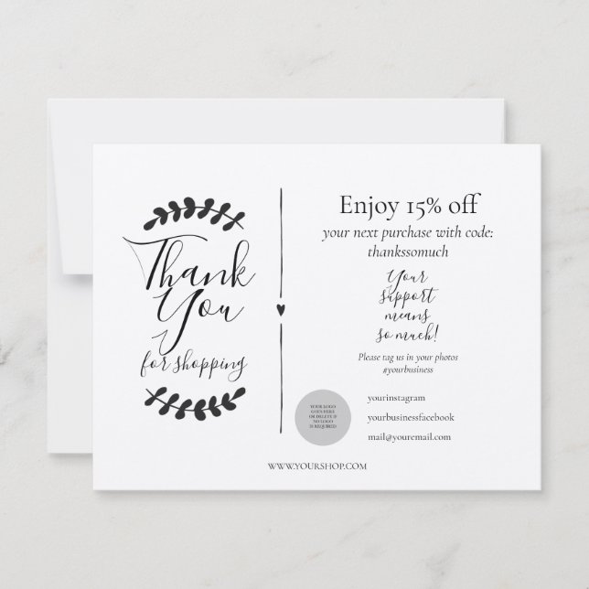 Rustic Gracias Por La Tarjeta De Descuento De Comp (Anverso)