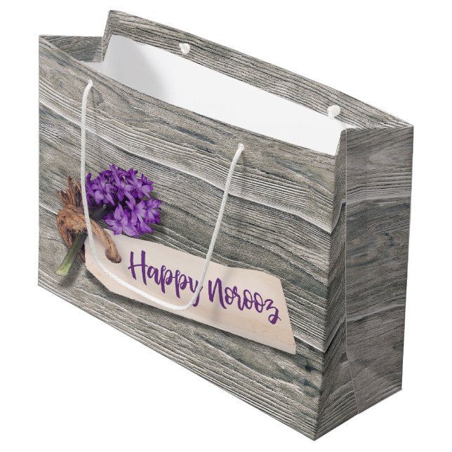 Rustic Happy Norooz Hyacinth - Bolsa de regalo gra (Angulo Anverso)