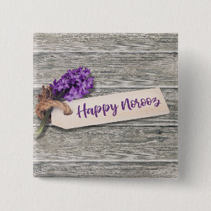 Rustic Happy Norooz Hyacinth - Botón