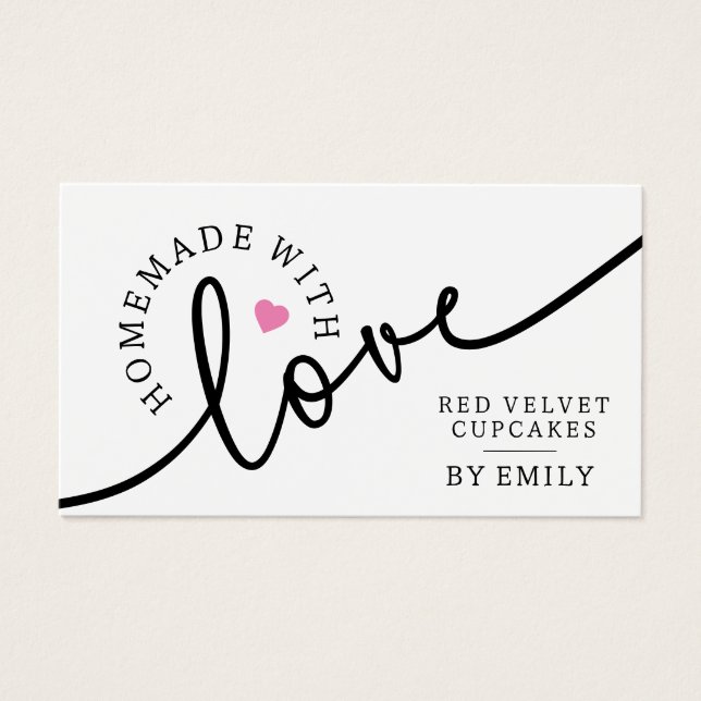 Rustic Homemade with Love Script Pink Heart (Frente)