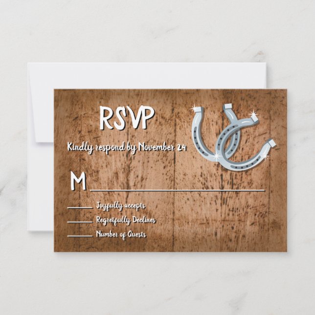 Rustic Horseshoe Afortunado RSVP (Anverso)