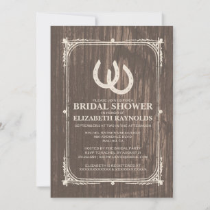 Rustic Horseshoes Bridal Shower Invitaciones