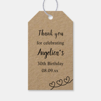 Rustic Kraft Heart Birthday Gracias Etiqueta