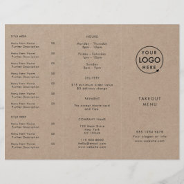 Rustic Kraft Takeout | Menú de comida para llevar