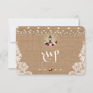 Rustic Lace Burlap String Luces Boda RSVP