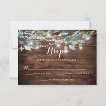 Rustic Leaf String ilumina Wood Wedding RSVP