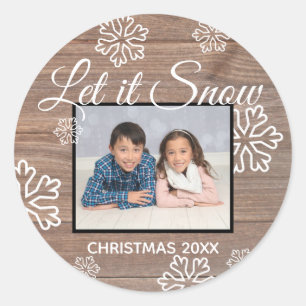 Rustic Let it Snow - Pegatina del círculo